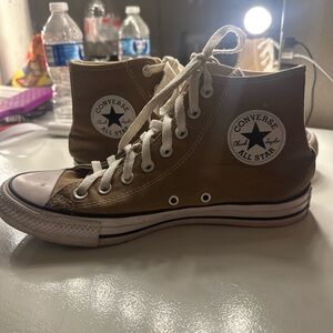 Converse High Top Sneakers in Tan with White Accents